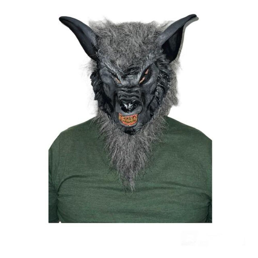 Fun World Halloween Werewolf Wolf Man Rubber Mask  Grey Child Size M Age 8-10 - Picture 2 of 9